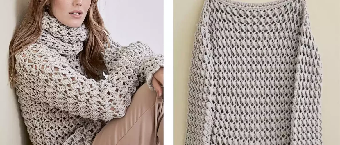 lacy crochet sweater and snood